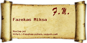 Fazekas Miksa névjegykártya